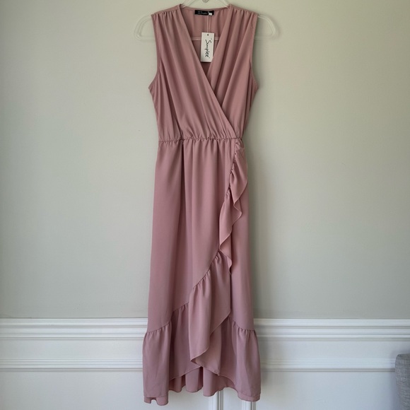 Elegant Pink‎ Wrap Style Dress Sz L NWT - Picture 4 of 8